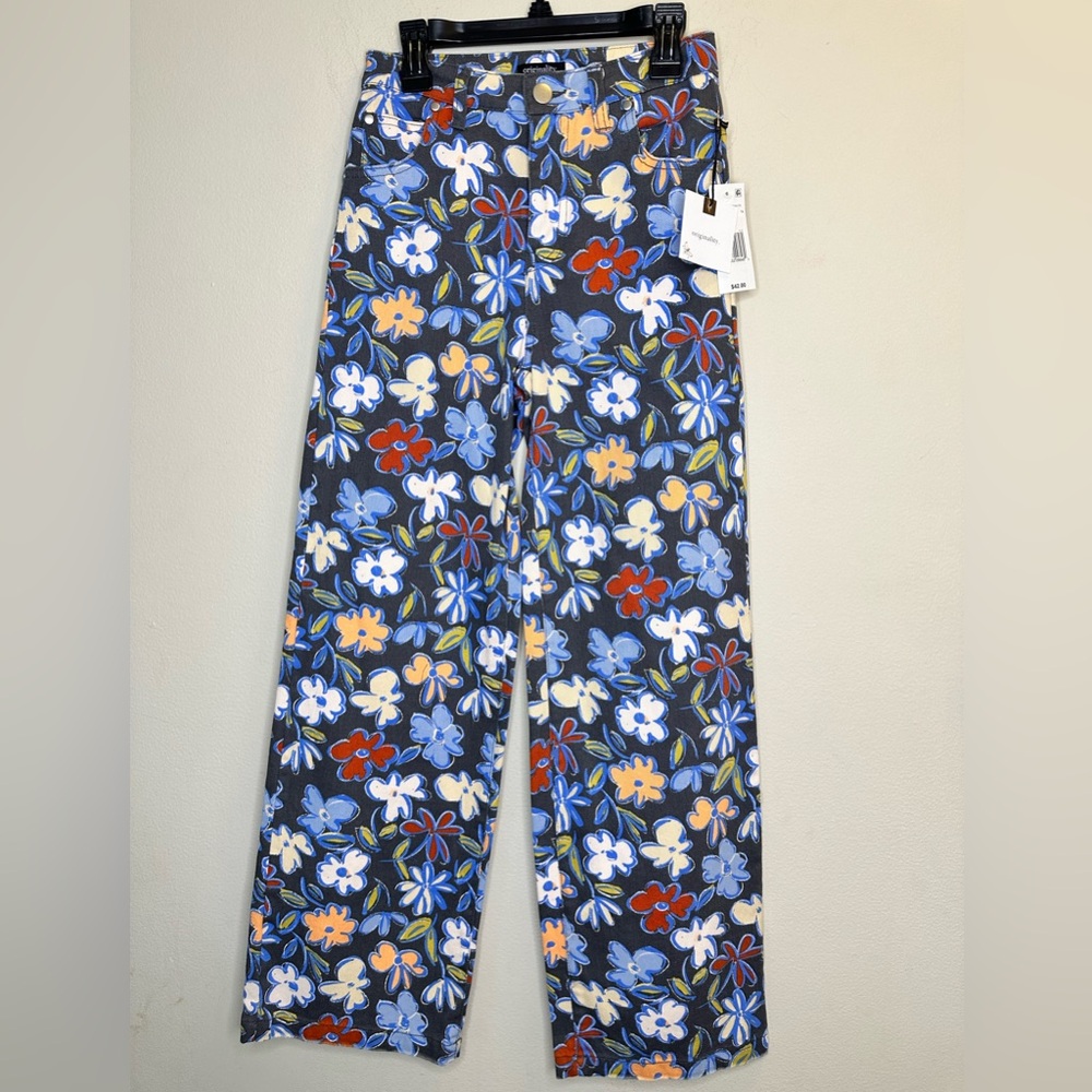 Originality Big Girls 7-16 High Elastic Waistband Printed Twill Floral Pant Sz S